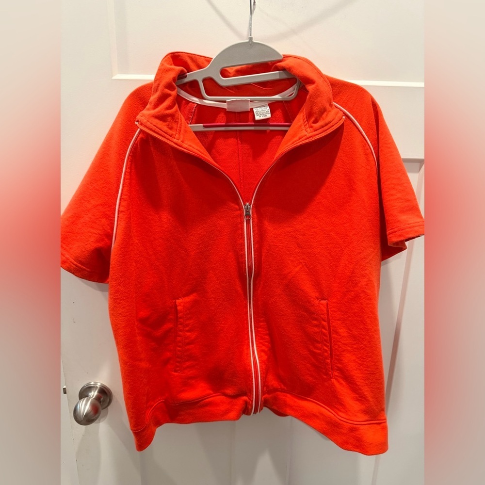 Carolina Colours Plus Red Zip Front Short Sleeve Sweatshirt Jacket 18/20W